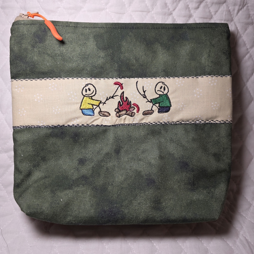 Forest Green Toiletry Bag with Campfire Design